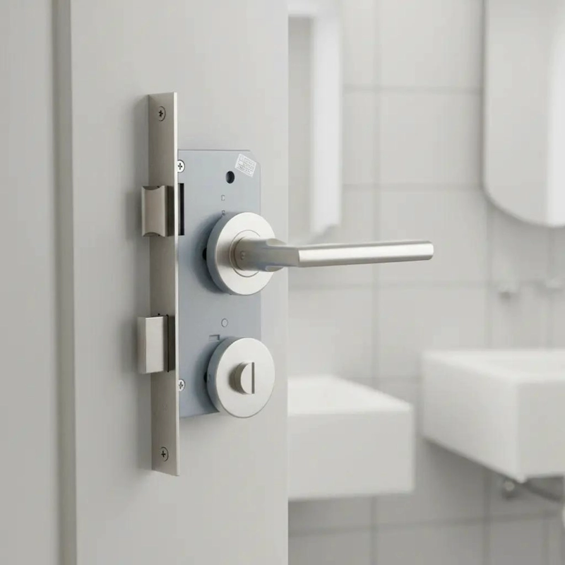 CERRADURA DE EMBUTIR PARA BAÑO CON MANILLA Y RANURA DE 2 - 4