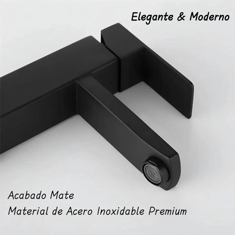 GRIFO MONOMANDO PARA LAVAMANOS CUADRADO ACERO INOXIDABLE - 3