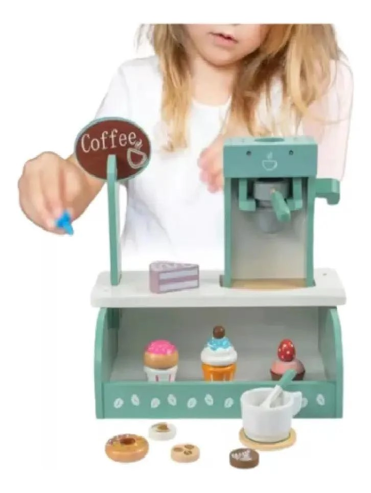 CAFETERA DE MADERA PARA JUEGO DE ROL INFANTIL - 1
