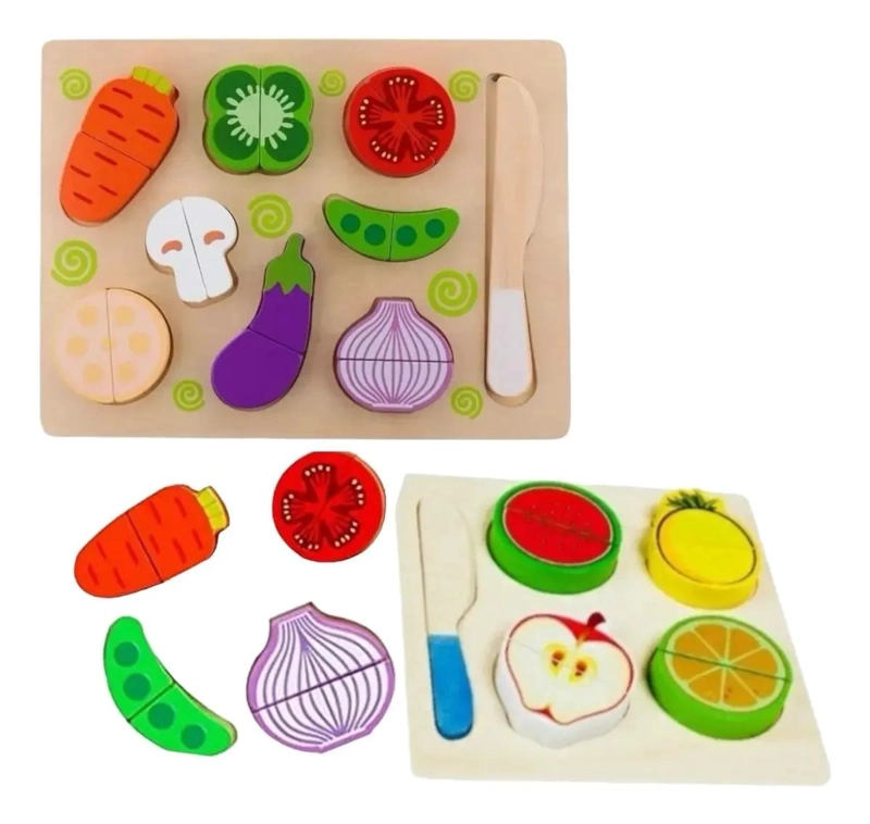 JUEGO DIDACTICO CORTA FRUTAS DE MADERA 14 PIEZAS - 1
