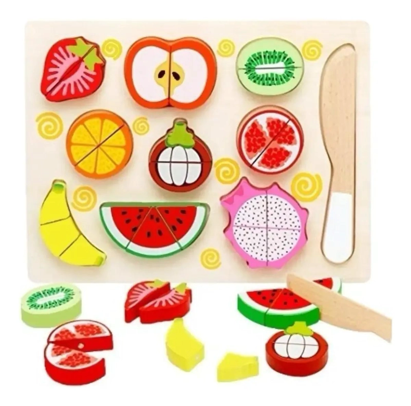 JUEGO DIDACTICO CORTA FRUTAS DE MADERA 14 PIEZAS - 4