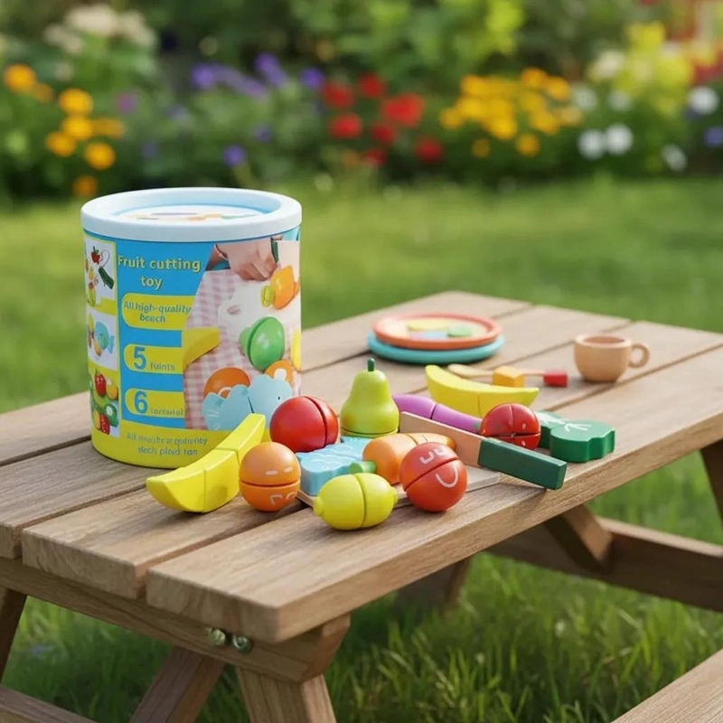 JUEGO DE TOBO PARA CORTAR FRUTAS Y VERDURAS DE MADERA CON - 3