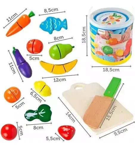 JUEGO DE TOBO PARA CORTAR FRUTAS Y VERDURAS DE MADERA CON - 4