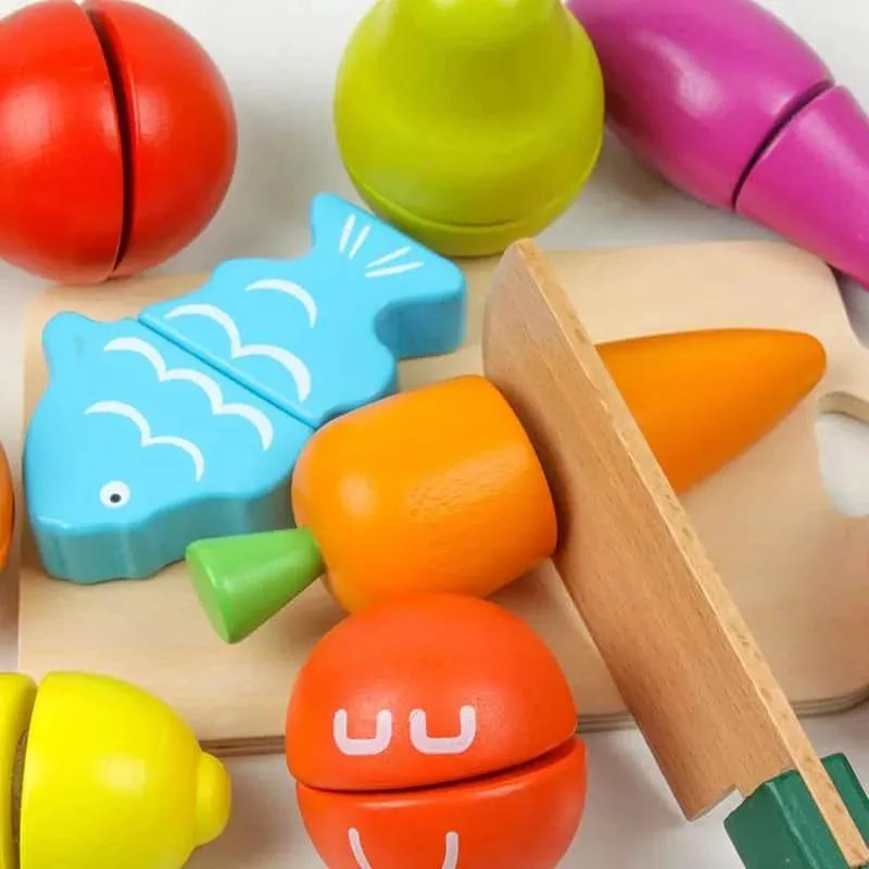 JUEGO DE TOBO PARA CORTAR FRUTAS Y VERDURAS DE MADERA CON - 5