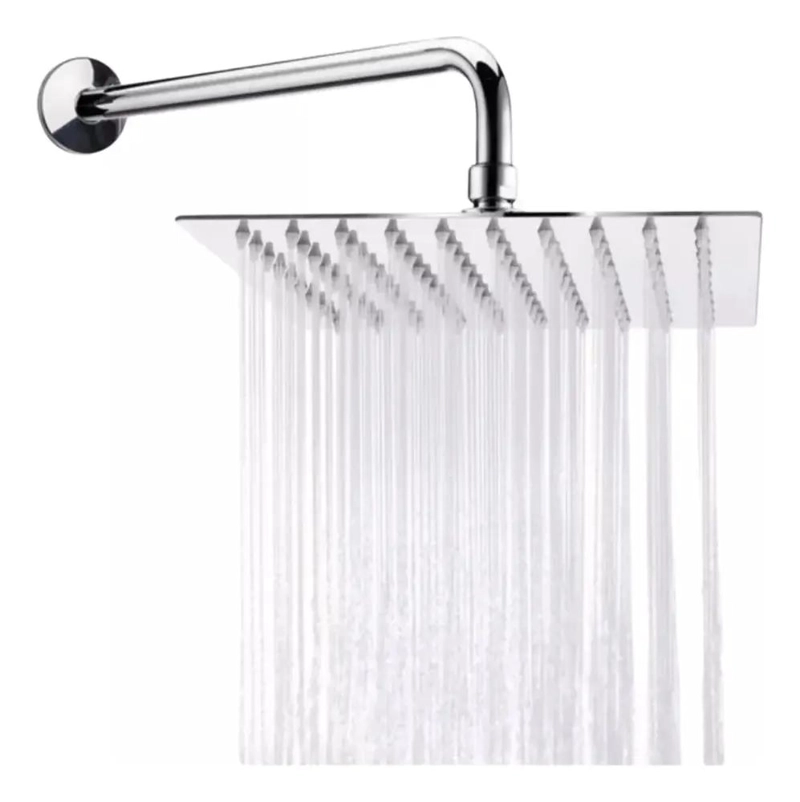 KIT BRAZO DE DUCHA 40 CM Y PLATO DE DUCHA ACERO CROMO CUA - 1