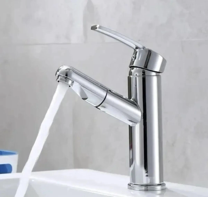 LLAVE PARA LAVAMANOS CON MANGO EXTRAIBLE CROMADO - 4