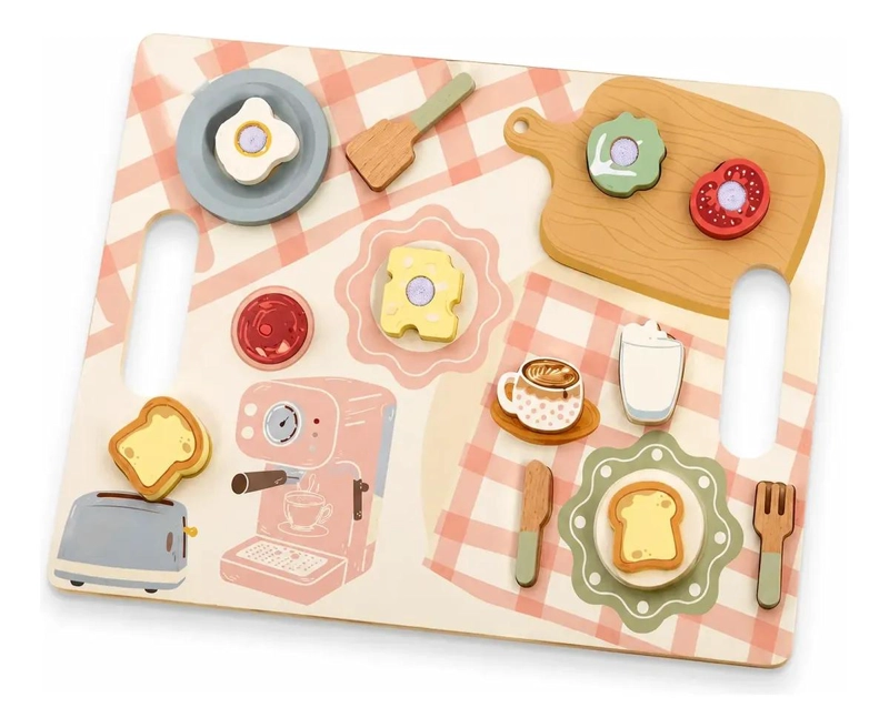 JUEGO DE MADERA PARA NIÑOS CON ACCESORIOS DE DESAYUNO - 2