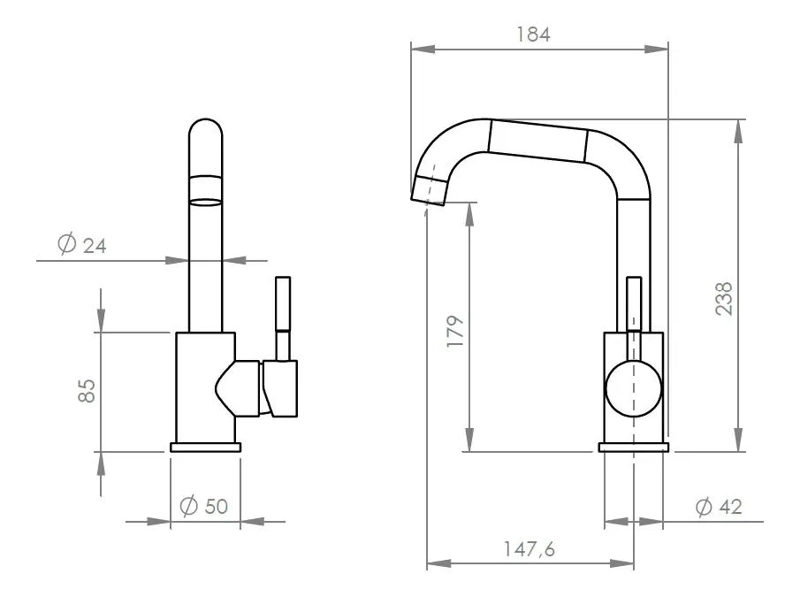 LLAVE MONOMANDO PARA LAVAMANOS ACERO INOXIDABLE - 4