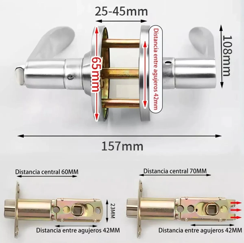CERRADURA CON MANILLA PARA PUERTA PRINCIPAL O DORMITORIO - 3