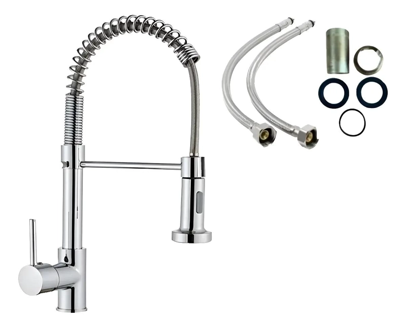 LLAVE MONOMANDO EXTENSIBLE PARA LAVAPLATOS CROMADA - 1