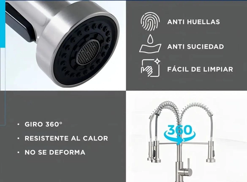 LLAVE MONOMANDO EXTENSIBLE PARA LAVAPLATOS CROMADA - 5