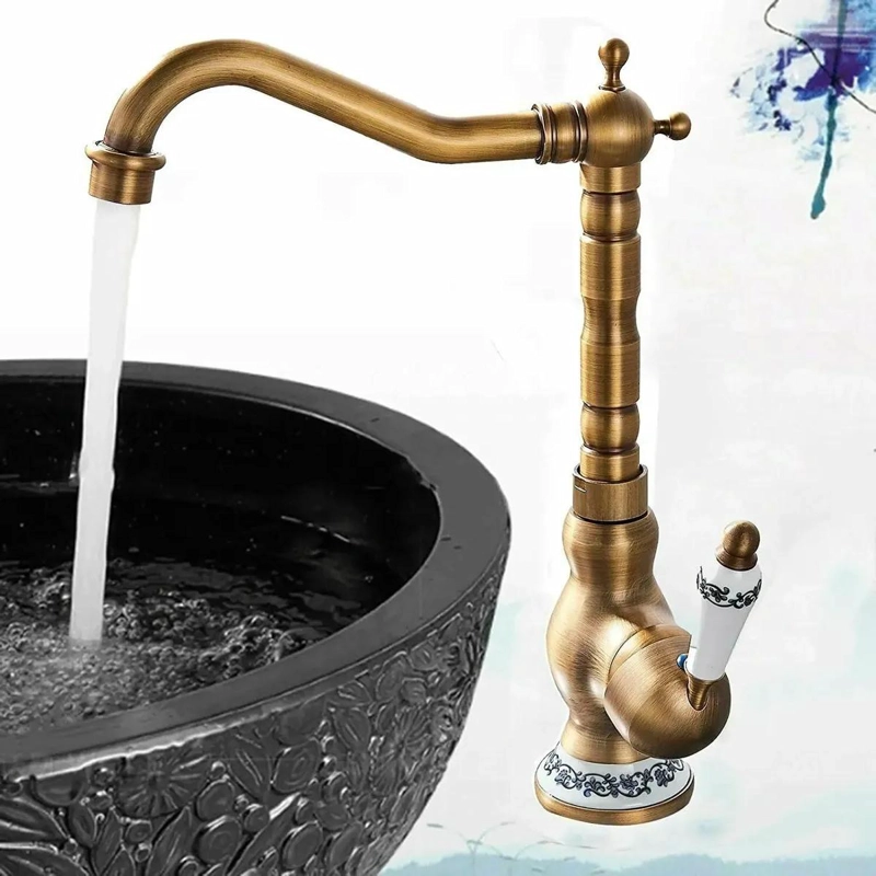 LLAVE MONOMANDO DE LATON ENVEJECIDO PARA LAVABO - 4