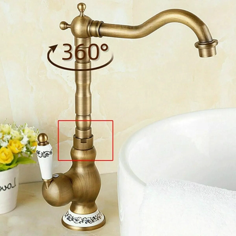 LLAVE MONOMANDO DE LATON ENVEJECIDO PARA LAVABO - 5