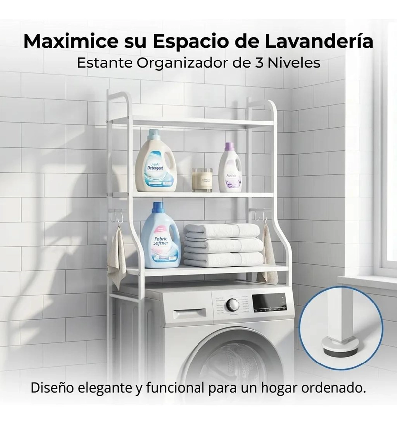 MUEBLE ORGANIZADOR PARA BAÑO CON 3 NIVELES - 5
