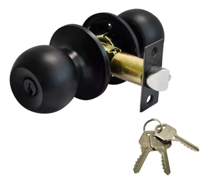 CERRADURA DE PERILLA BOLA PARA RECAMARA NEGRO MATE - 1