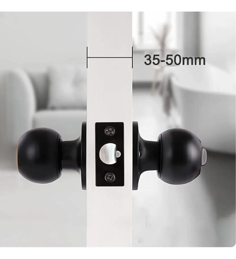 CERRADURA DE PERILLA BOLA PARA RECAMARA NEGRO MATE - 3