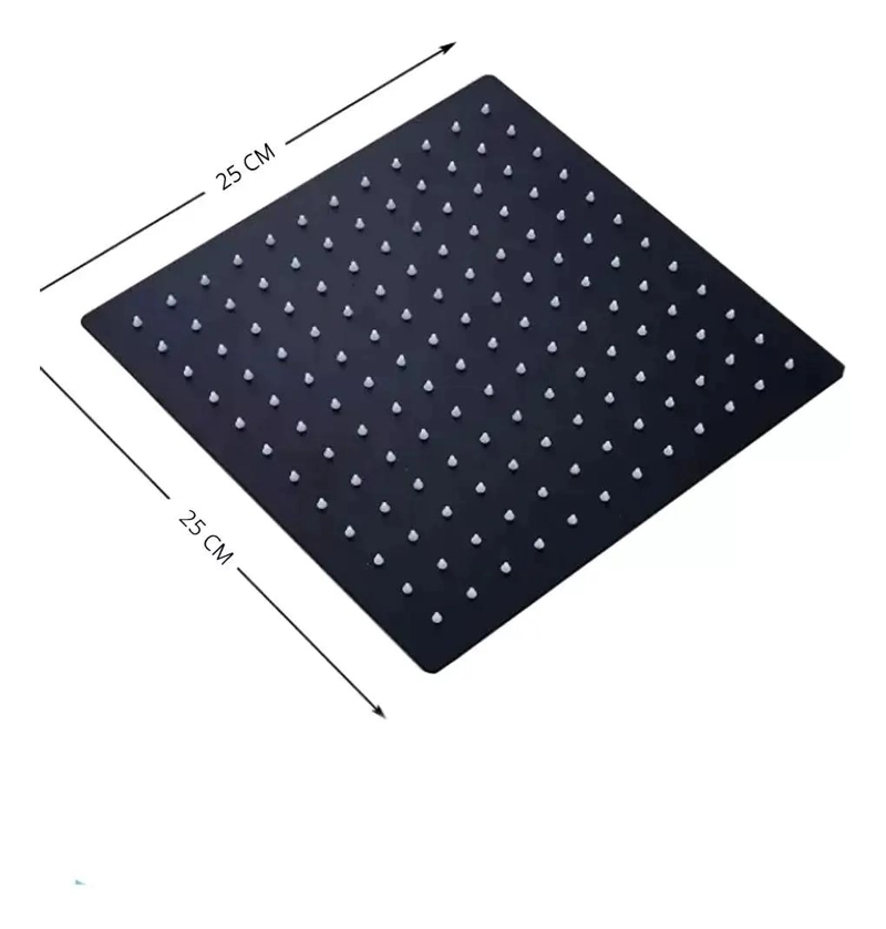 PLATO DE DUCHA CUADRADO ACERO INOXIDABLE 25CM NEGRO - 4