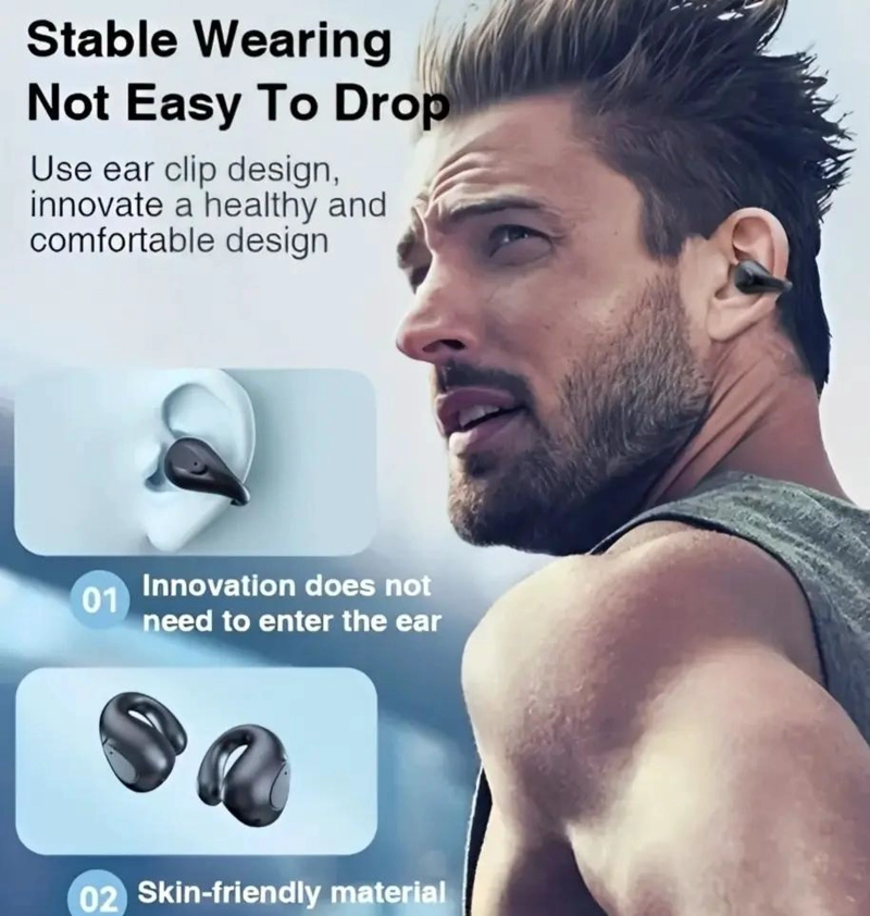 AUDIFONOS INALAMBRICOS BLUETOOTH TWS F50 CLIP-ON DEPORT - 2