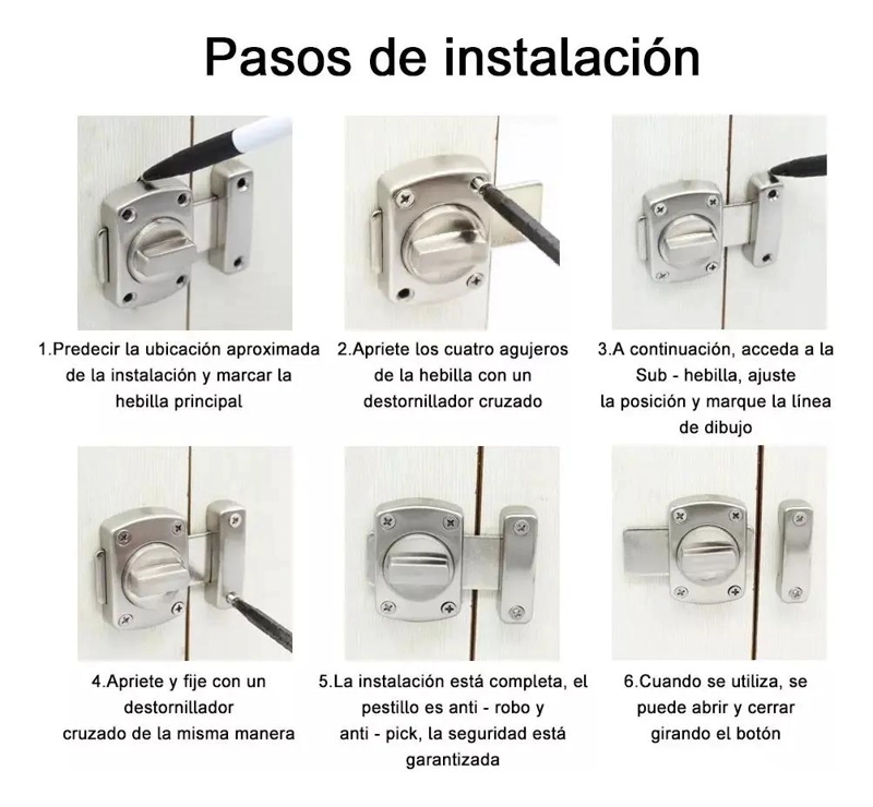 JUEGO DE 4 CERRADURAS PARA PUERTAS DE BAÑO Y GABINETE - 4