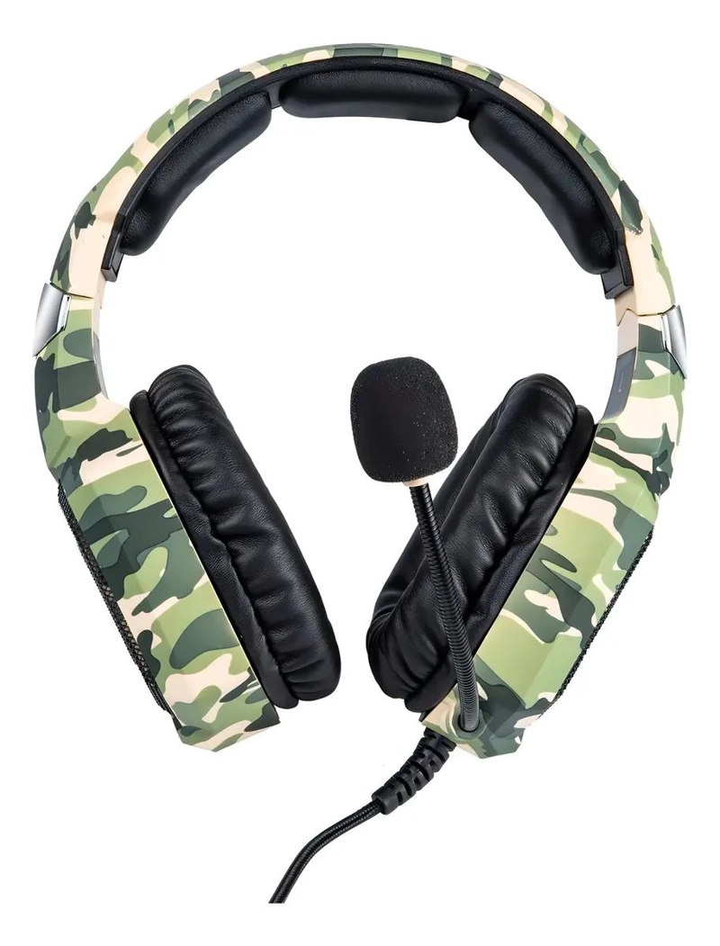 AURICULARES GAMER K8 CAMUFLAJE VERDE CON LUZ LED - 2