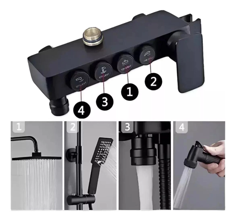LLAVE MONOMANDO PARA DUCHA Y TINA NEGRA MATE - 3