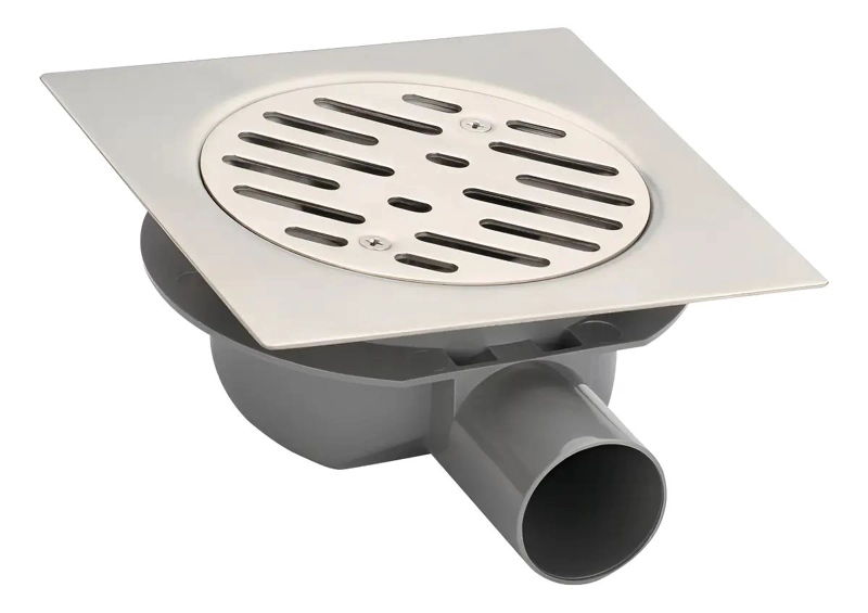 PILETA CUADRADA ACERO INOXIDABLE 15X15 CM CON TRAMPA PVC - 1