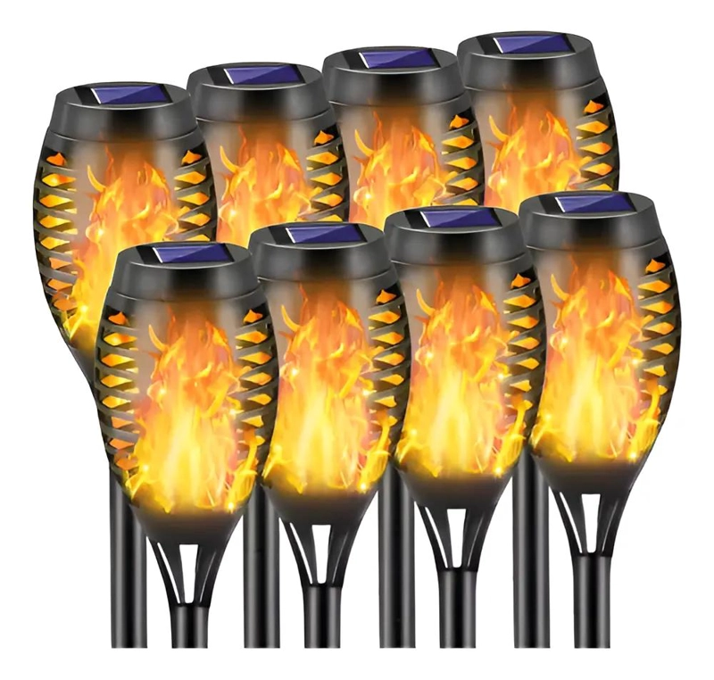 PACK 8 LAMPARAS SOLARES ANTORCHAS LED PARA JARDIN - 1