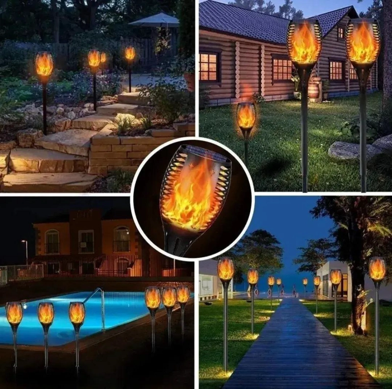 PACK 8 LAMPARAS SOLARES ANTORCHAS LED PARA JARDIN - 2