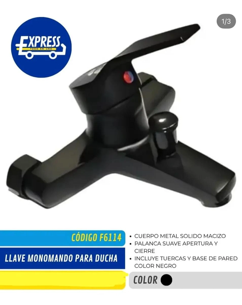 LLAVE MONOMANDO PARA TINA Y DUCHA NEGRO MATE - 2