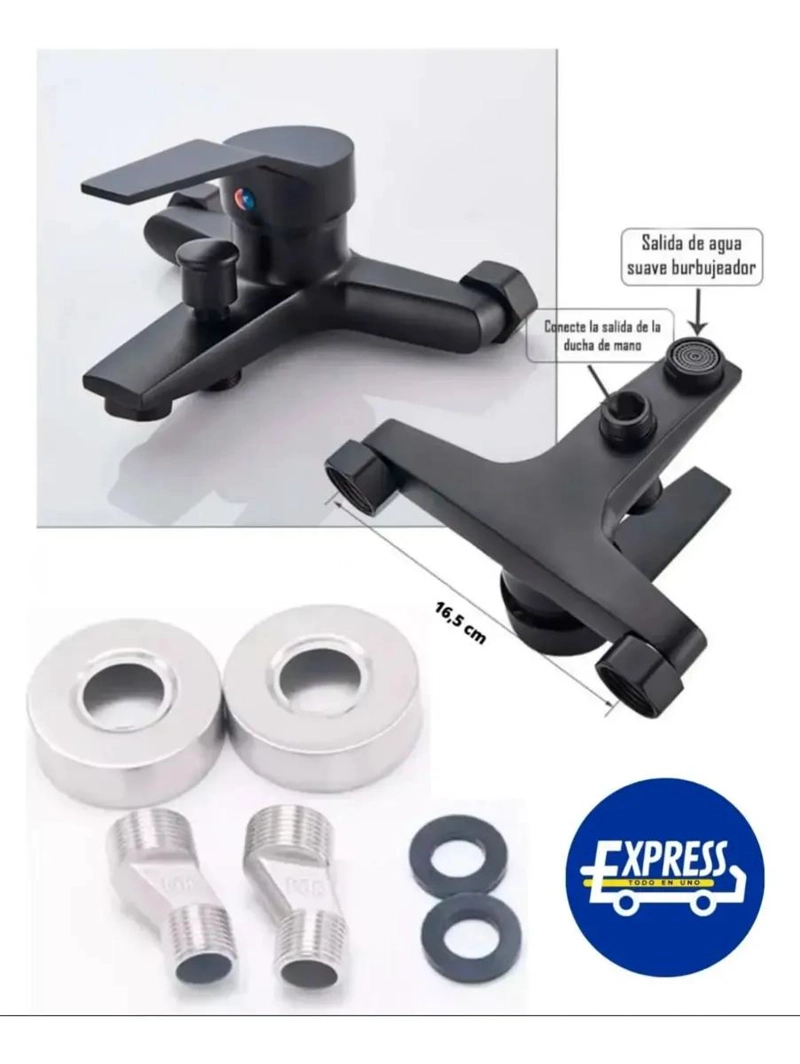 LLAVE MONOMANDO PARA TINA Y DUCHA NEGRO MATE - 4
