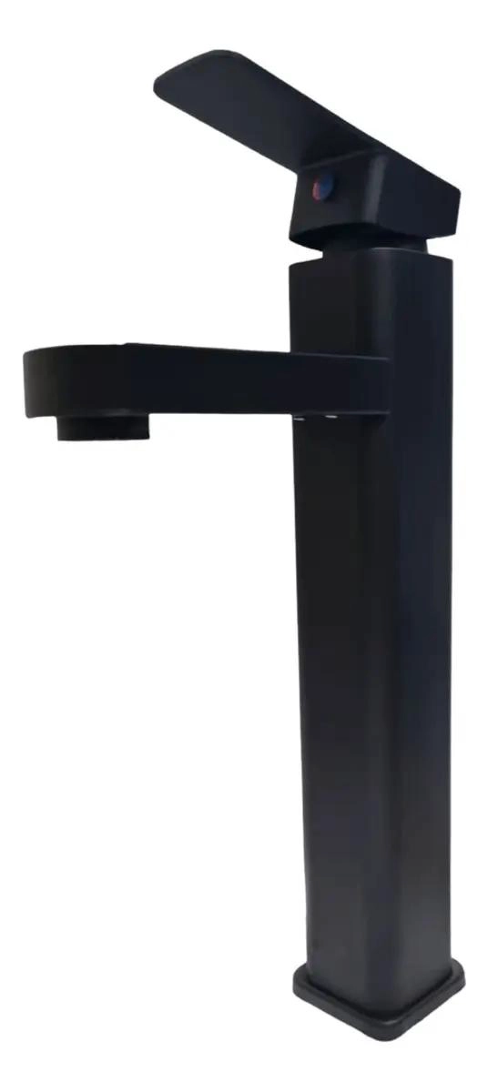 LLAVE MONOMANDO ALTA PARA LAVAMANOS ACABADO MATE NEGRO - 1