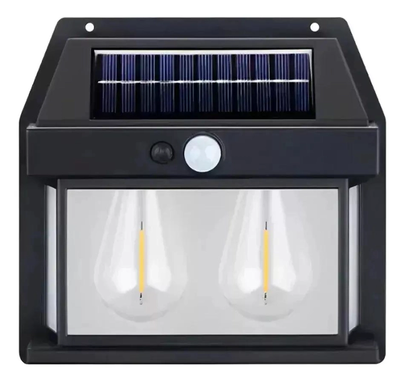 APLIQUE SOLAR IMPERMEABLE CON SENSOR Y 2 LEDS VINTAGE - 1