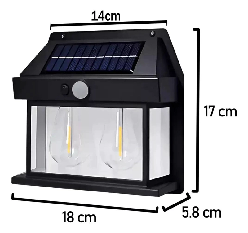 APLIQUE SOLAR IMPERMEABLE CON SENSOR Y 2 LEDS VINTAGE - 4