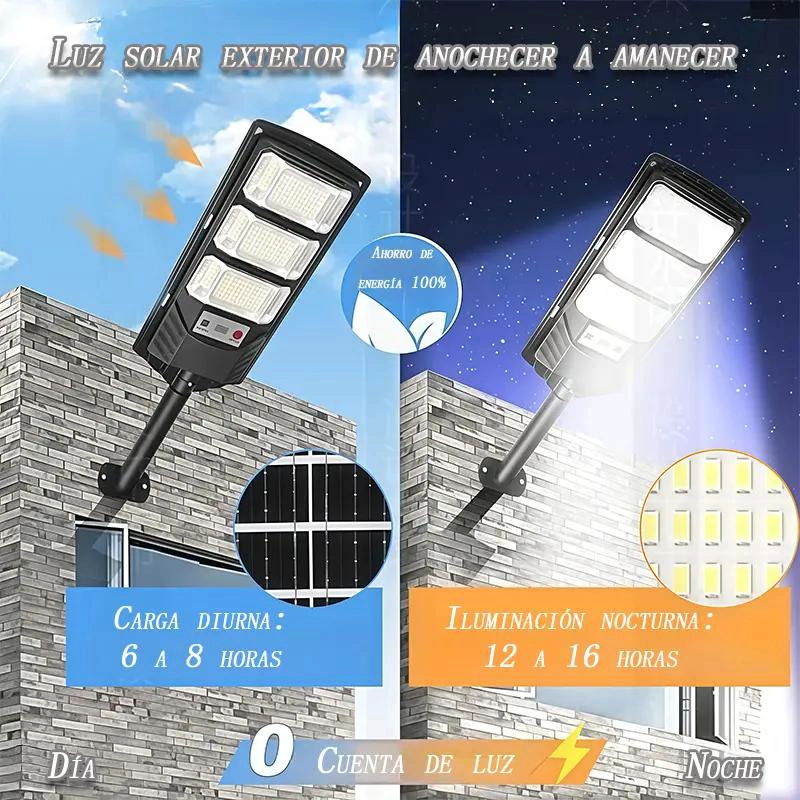 FOCO REFLECTOR SOLAR EXTERIOR LED CON SOPORTE Y MANDO - 2