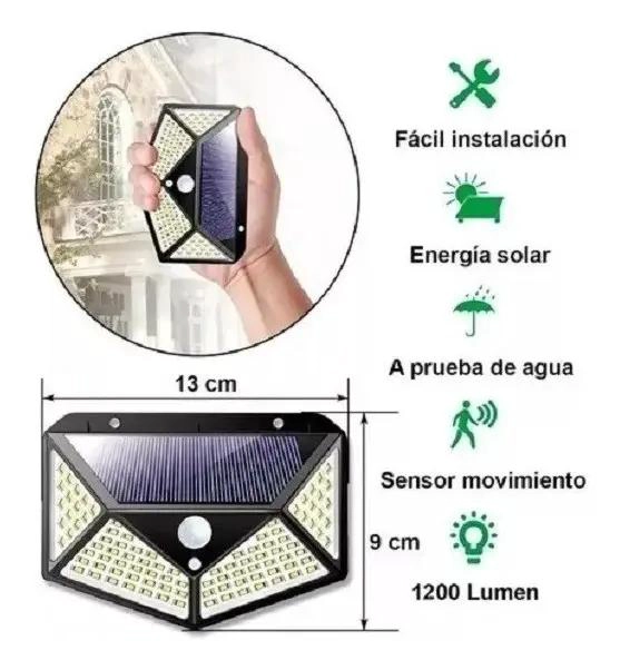 PACK 6 FOCOS SOLARES PARA EXTERIOR CON PANEL SOLAR - 3
