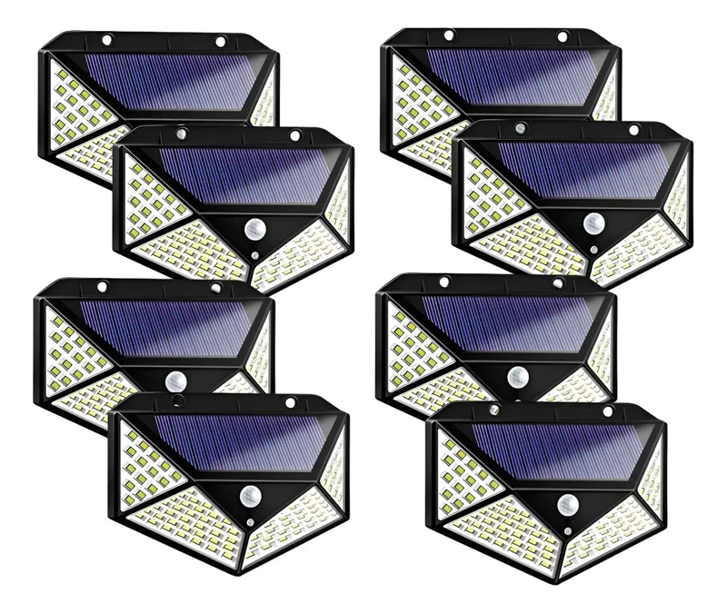 PACK 8 FOCOS SOLARES 100 LED CON SENSOR DE MOVIMIENTO - 1