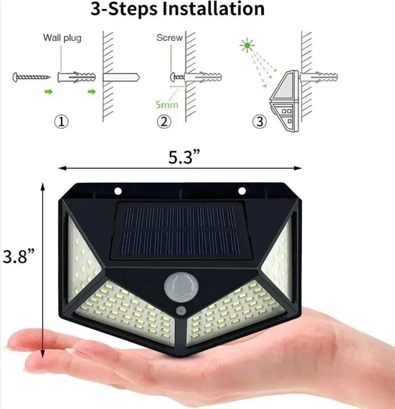 PACK 8 FOCOS SOLARES 100 LED CON SENSOR DE MOVIMIENTO - 2