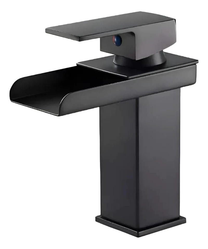 LLAVE MONOMANDO LAVAMANOS CASCADA NEGRO MATE - 1