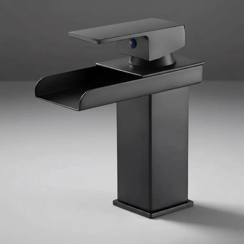 LLAVE MONOMANDO LAVAMANOS CASCADA NEGRO MATE - 3