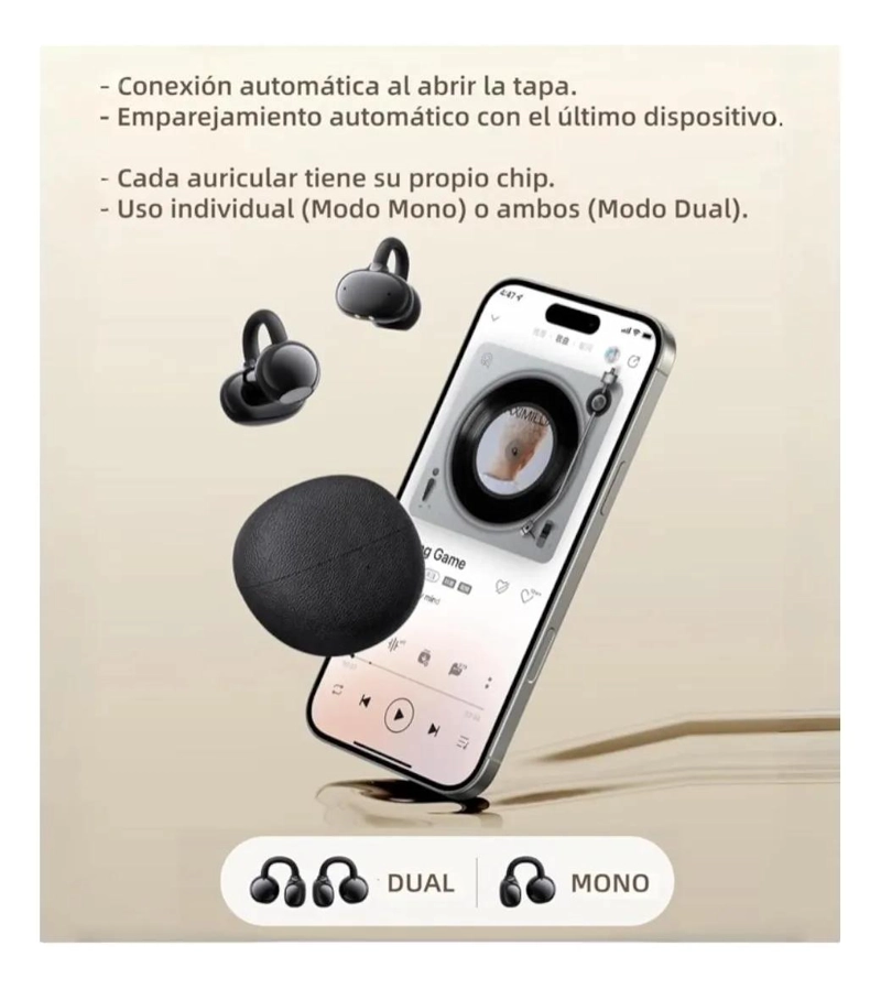 AUDIFONOS BLUETOOTH 6.0 CLIPON COMODOS Y LIVIANOS - 4