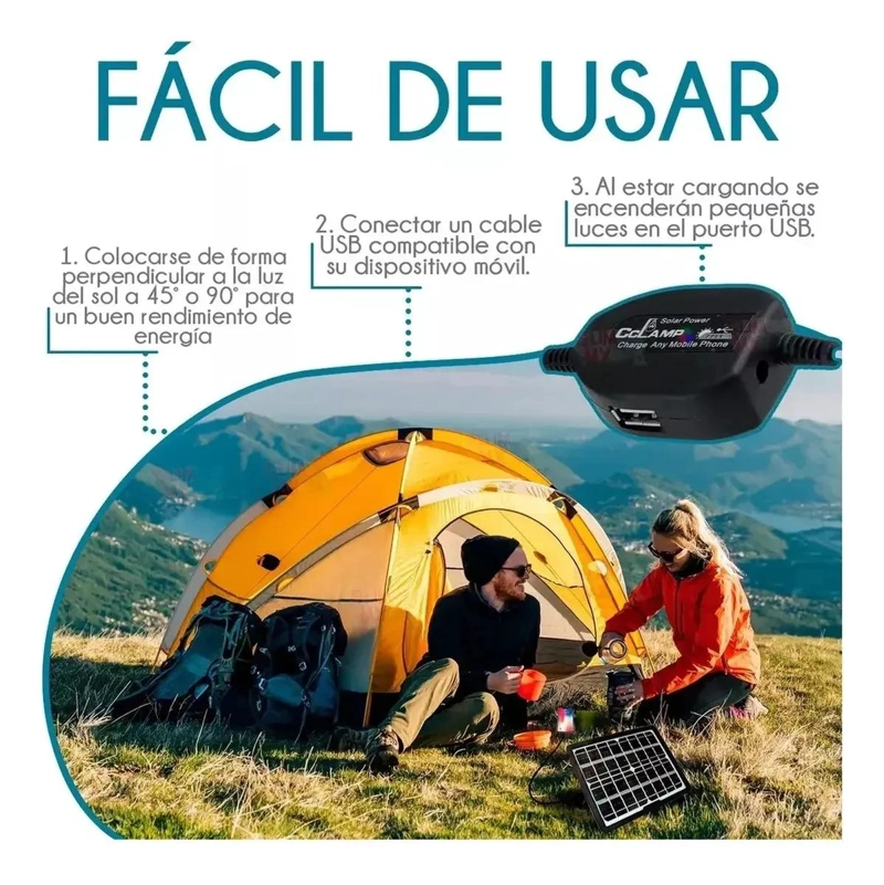 PANEL SOLAR MULTIFUNCIONAL 12W CON CARGA USB - 2