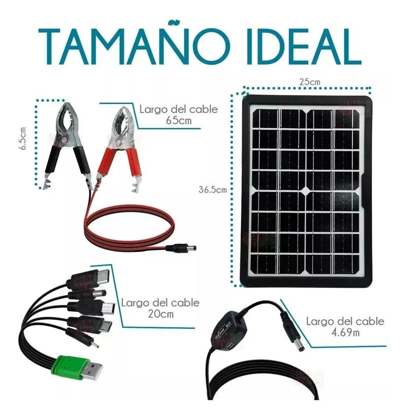 PANEL SOLAR MULTIFUNCIONAL 12W CON CARGA USB - 3