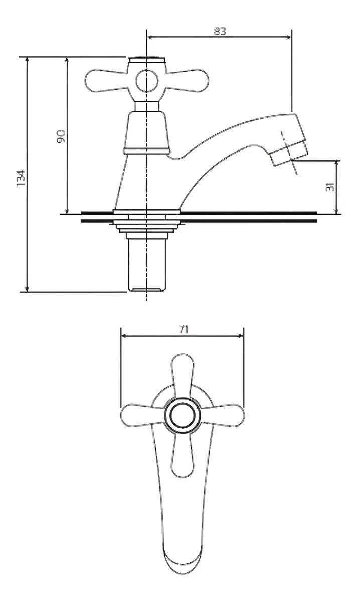 LLAVE PARA LAVATORIO DE BAÑO EN CROMO - 2