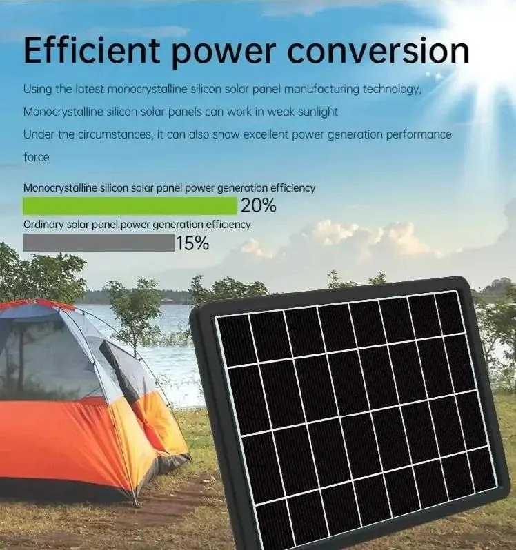 PANEL SOLAR CAMPING 15W CON LUZ DE EMERGENCIA Y CARGADOR - 2