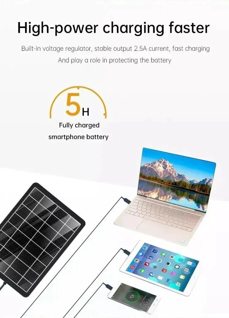 PANEL SOLAR CAMPING 15W CON LUZ DE EMERGENCIA Y CARGADOR - 4