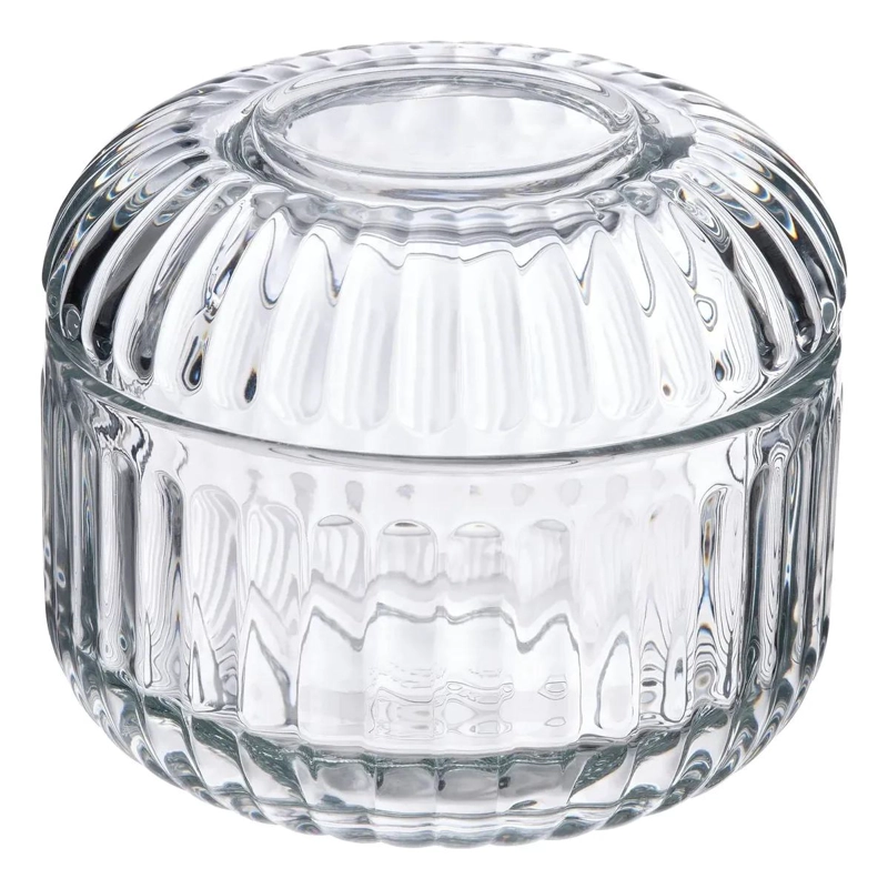 CONTENEDOR DE VIDRIO CON TAPA PARA BAÑO 10 CM GRIS - 1