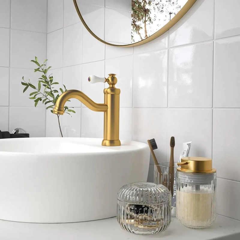 CONTENEDOR DE VIDRIO CON TAPA PARA BAÑO 10 CM GRIS - 2