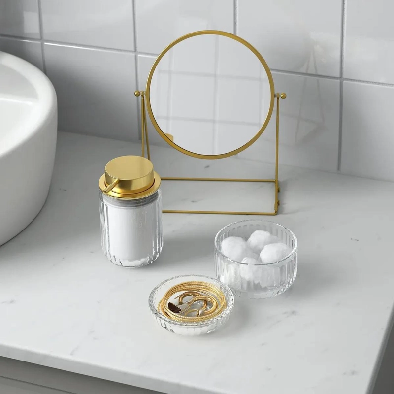 CONTENEDOR DE VIDRIO CON TAPA PARA BAÑO 10 CM GRIS - 3