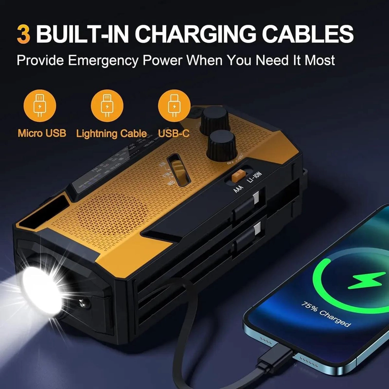 RADIO DE EMERGENCIA CON DINAMO, SOLAR Y POWER BANK 4000MA - 2