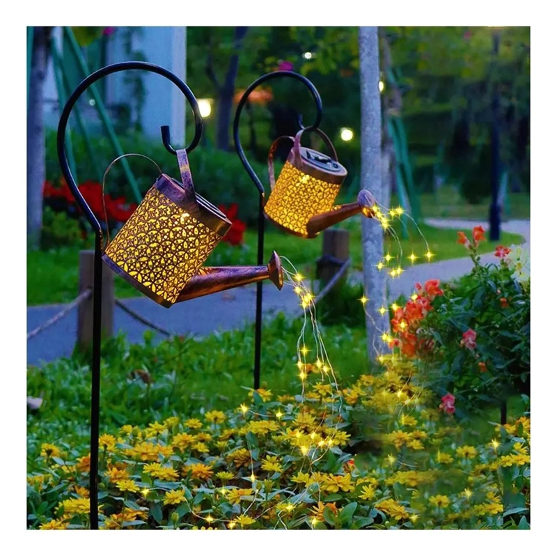 PACK 2 REGADERAS DE COBRE CON LUZ SOLAR LED CALIDA - 4